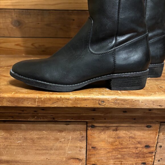 Arturo Chiang Black Leather Over The Knee Boots - Picture 2 of 7